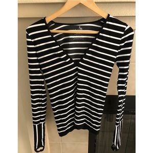 Free people stretchy striped long sleeve blouse